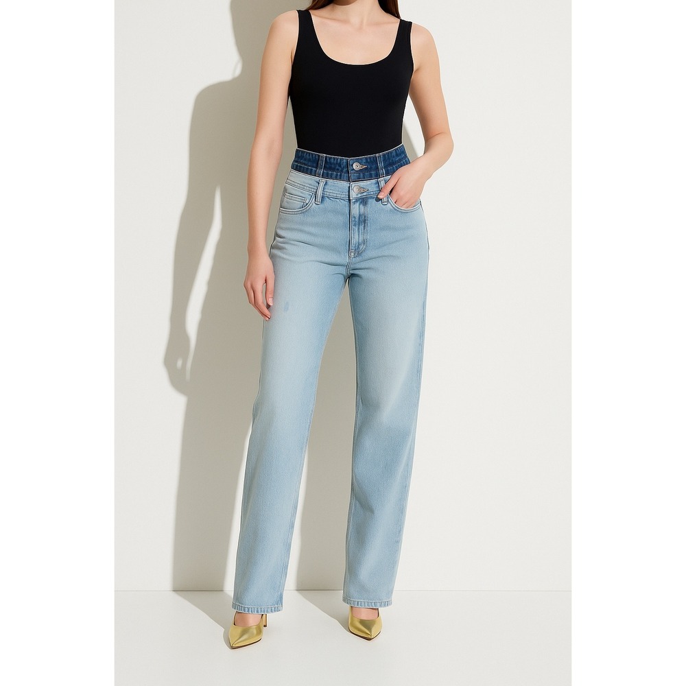Wild fable Light Wash Double Waistband Wide Leg Jeans size 4